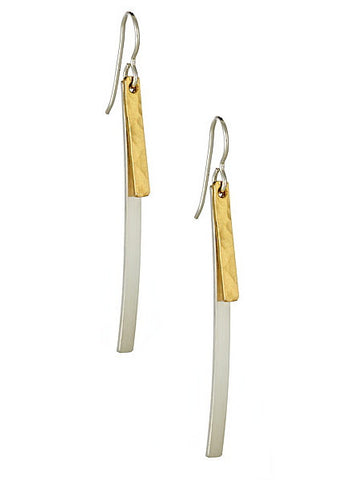 Duoline Earrings in Sterling Silver and Yellow Gold