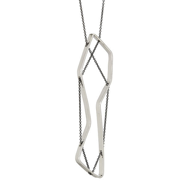 LINEA Necklace in Sterling Silver and Oxidized Silver Chain