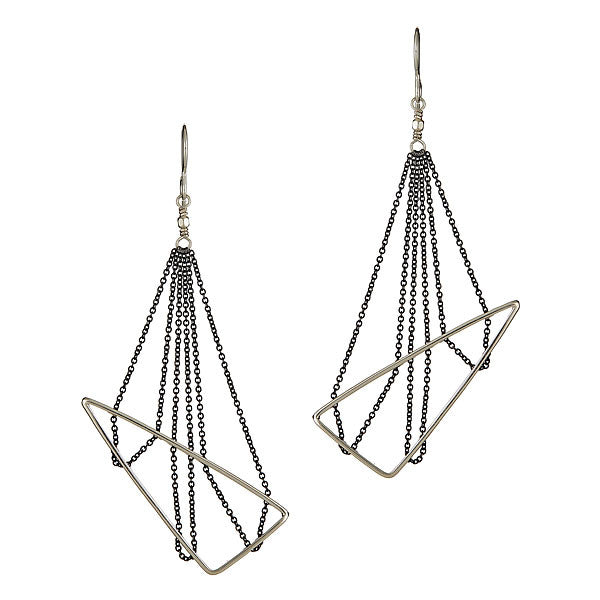 Canopy Earrings in Sterling Silver and Oxidized Silver Chain