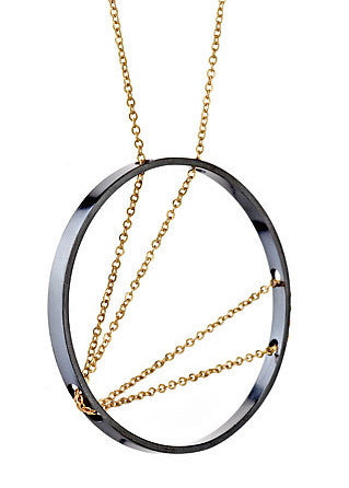 Arc Necklace in Oxidized Silver and Gold