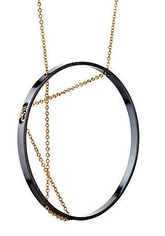 Aperture Necklace in Oxidized Silver and Gold