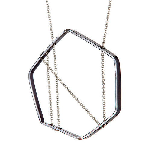 Bertoia Necklace in Oxidized Silver and Sterling Silver Chain